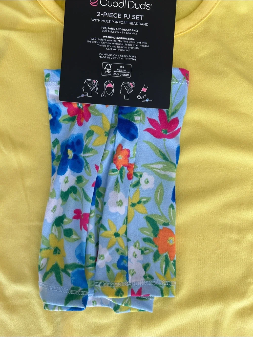 Cuddl Duds Capri Pajama Set with headband, size small, NWT
